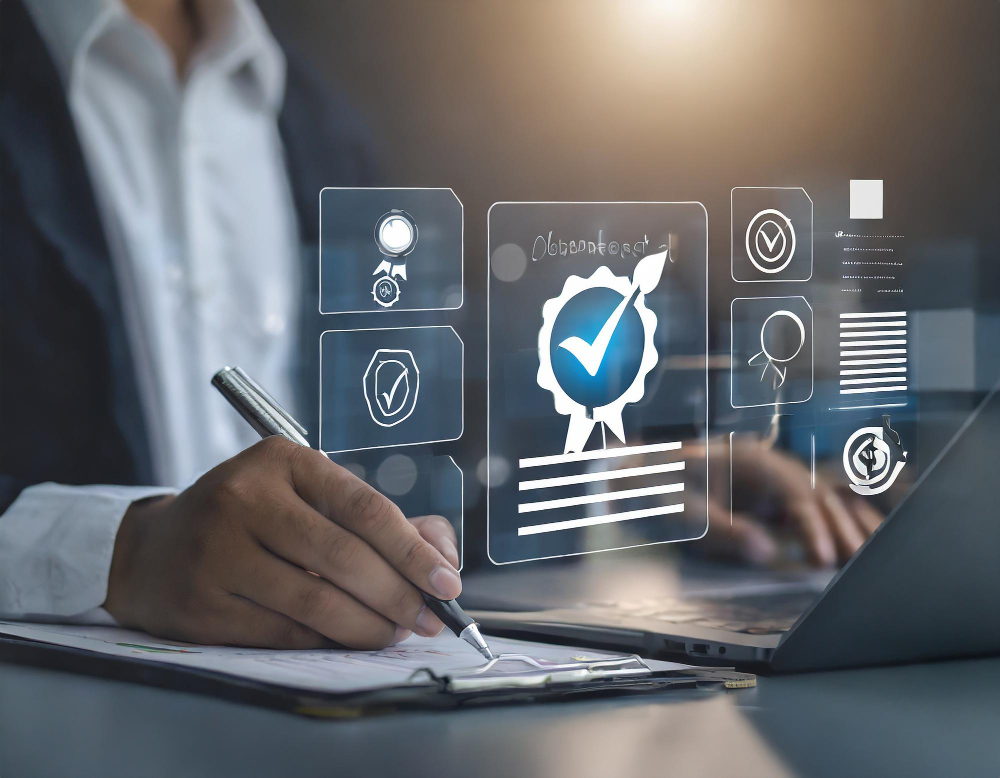 Homem trabalhando no computador, sobre Política de Qualidade